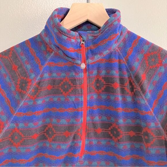 Eddie Bauer Quarter Zip Pullover Southwest Azetc Print Fleece Women Size Medium - Picture 3 of 7